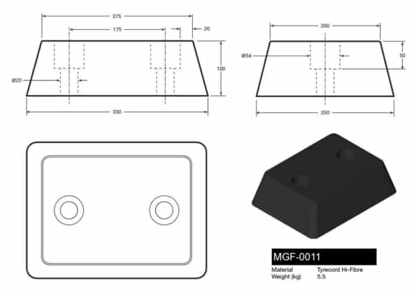 MGF-0011 - Type 11 Dock Bumper in TPX Drawing