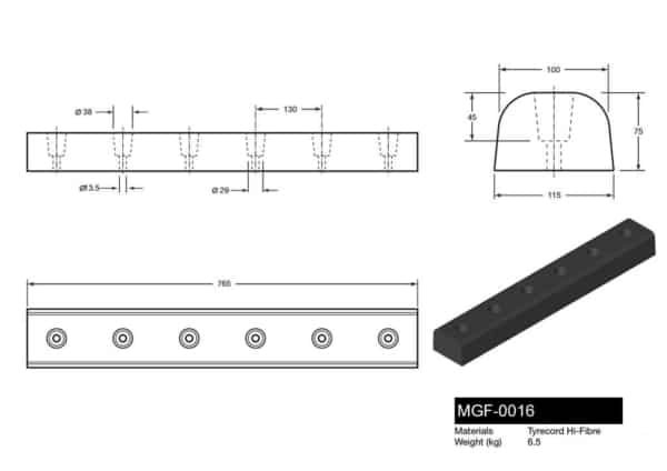 MGF-0016 - Type 45 Dock Bumper in TPX Drawing