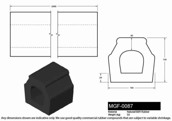 MGF-0087 Rubber Kerb with Steel Mounting Plates Drawing