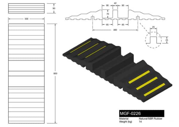 MGF-0226 Lay Flat 2 Channel Hose Ramp Drawing