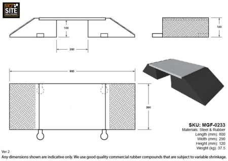 MGF-0233 Steel Topped Hose and Cable Ramp - Drawing