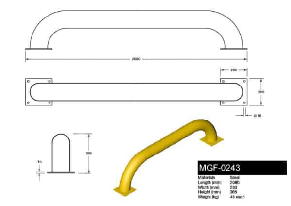 MGF-0243 Straight Loading Bay Wheel Guides Drawing