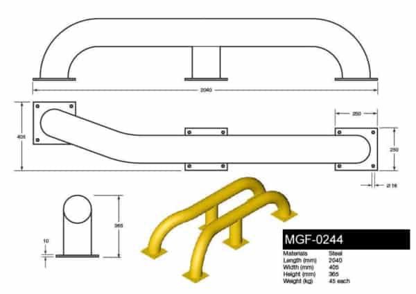 MGF-0244 Cranked Loading Bay Wheel Guides Drawing
