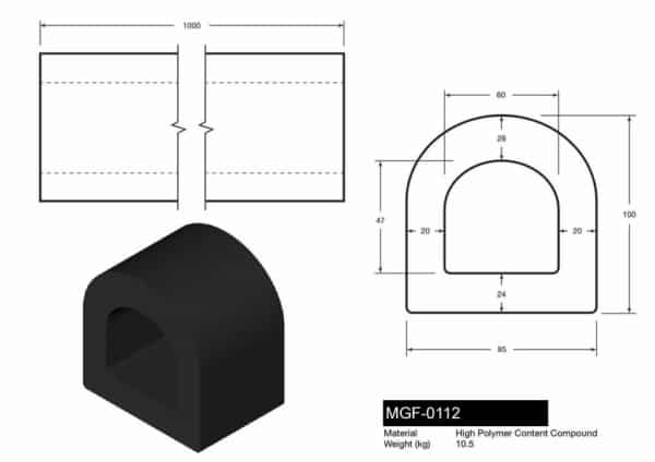 MGF-0112 D Section - Natural Rubber Extrusion Drawing