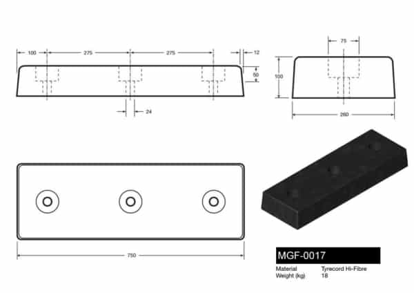 MGF-0017 - Type 3010 Dock Bumper in TPX Drawing
