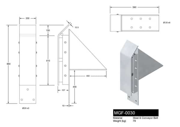 MGF-0030 Steel Dock Bumper Drawing