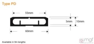 Snaptop Cable Protector - Type PD - 55mm X 5mm Channel - 9M