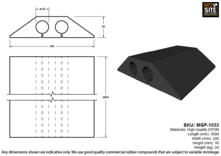 MGF-1033 Two Channel Cable Protector EPDM 3M Drawing